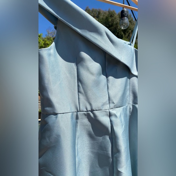 Adrianna Papell Sage 🍃Hi Lo Off Shoulder TEA LENGTH Gown w/ POCKETS - Picture 8 of 12